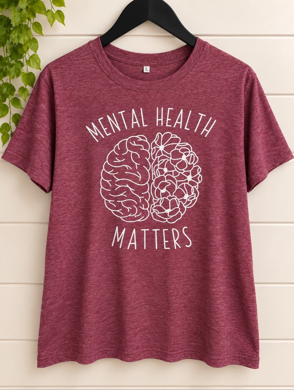 Mental Health Matters Graphic T-Shirt Burgundy Size L